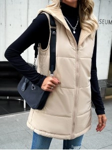 Winter loose commuting mid-length hooded cotton coat
