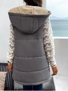 Winter loose commuting mid-length hooded cotton coat