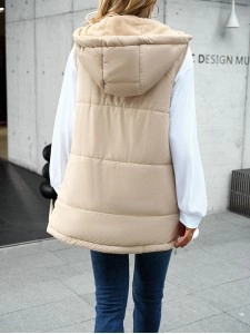 Winter loose commuting mid-length hooded cotton coat