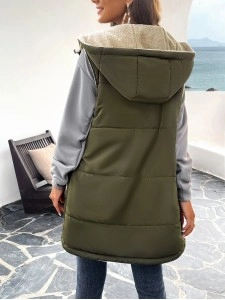 Winter loose commuting mid-length hooded cotton coat