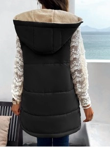 Winter loose commuting mid-length hooded cotton coat