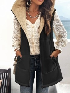 Winter loose commuting mid-length hooded cotton coat