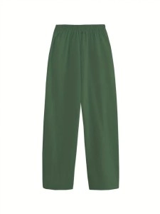 Women's army green cotton and linen pants