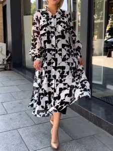 Women's black and white shirt skirt