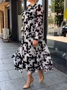 Women's black and white shirt skirt