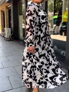 Women's black and white shirt skirt