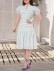 Women's bubble sleeved short sleeved elegant dress short skirt