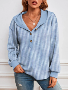 Women's button front hoodie sweater