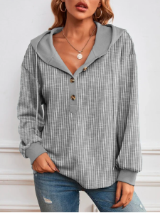 Women's button front hoodie sweater