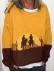 Women's casual color block cowboy printed sweatshirt