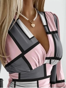 Women's Casual Colorblock Print Top