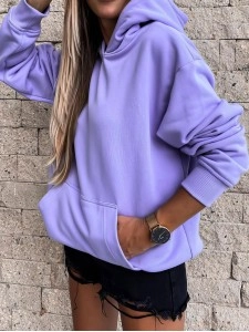 Women's casual solid color hooded sweater