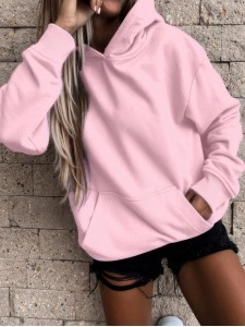 Women's casual solid color hooded sweater