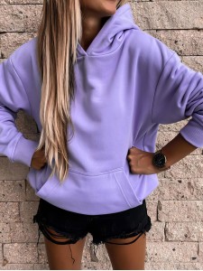 Women's casual solid color hooded sweater
