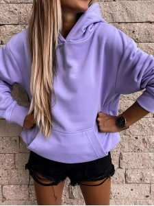 Women's casual solid color hooded sweater