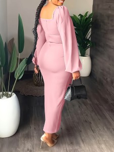 Women's Chiffon Sleeve Backless Zipper Sexy Hip Split Dresses
