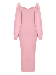 Women's Chiffon Sleeve Backless Zipper Sexy Hip Split Dresses