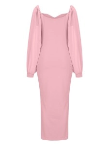 Women's Chiffon Sleeve Backless Zipper Sexy Hip Split Dresses