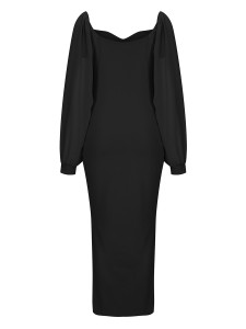 Women's Chiffon Sleeve Backless Zipper Sexy Hip Split Dresses