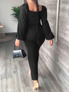 Women's Chiffon Sleeve Backless Zipper Sexy Hip Split Dresses