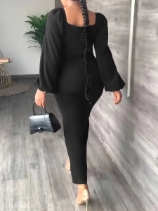 Women's Chiffon Sleeve Backless Zipper Sexy Hip Split Dresses