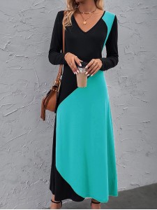 Women's Colorblock Printed Casual Dress