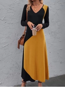 Women's Colorblock Printed Casual Dress