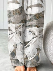 Women's cotton and linen halter top printed trouser suit