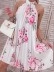 Women's elegant halter print pleated dress
