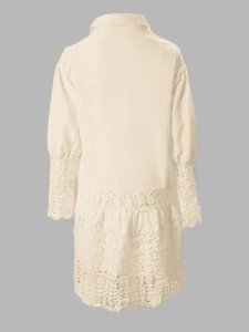 Women's elegant loose lace patchwork cutout shirt dress