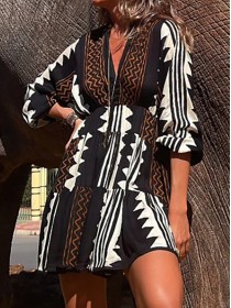 Women's Ethnic Printed Stretch Waist Dresses