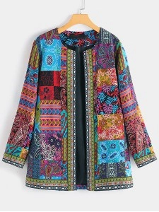 Women's ethnic retro printed cardigan jacket