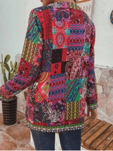 Women's ethnic retro printed cardigan jacket