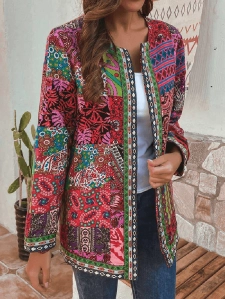 Women's ethnic retro printed cardigan jacket