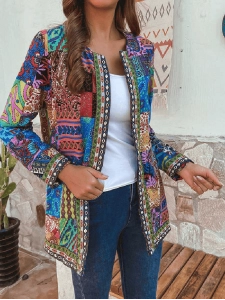 Women's ethnic retro printed cardigan jacket