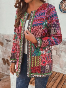 Women's ethnic retro printed cardigan jacket