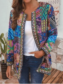 Women's ethnic retro printed cardigan jacket