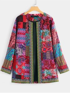 Women's ethnic retro printed cardigan jacket