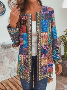 Women's ethnic retro printed cardigan jacket