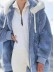Women's fall and winter loose plush zipper hooded jacket