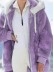 Women's fall and winter loose plush zipper hooded jacket