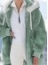 Women's fall and winter loose plush zipper hooded jacket