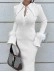 Women's Fashion Lapel Banquet Feather Long Gown Dresses