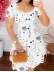 Women's Fresh Flower Print Lantern Short Sleeve Square Neck Dress