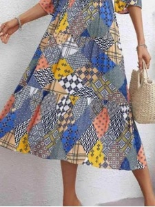 Women's geometric pattern printed dress