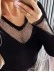 Women's hollowed out bright diamond patchwork top
