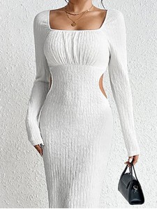 Women's hollowed out slim knit dress