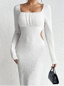 Women's hollowed out slim knit dress