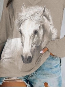 Women's Horse Art Painting Long Sleeve T-Shirt
