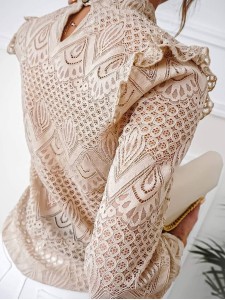 Women's lace ruffled long sleeved shirt